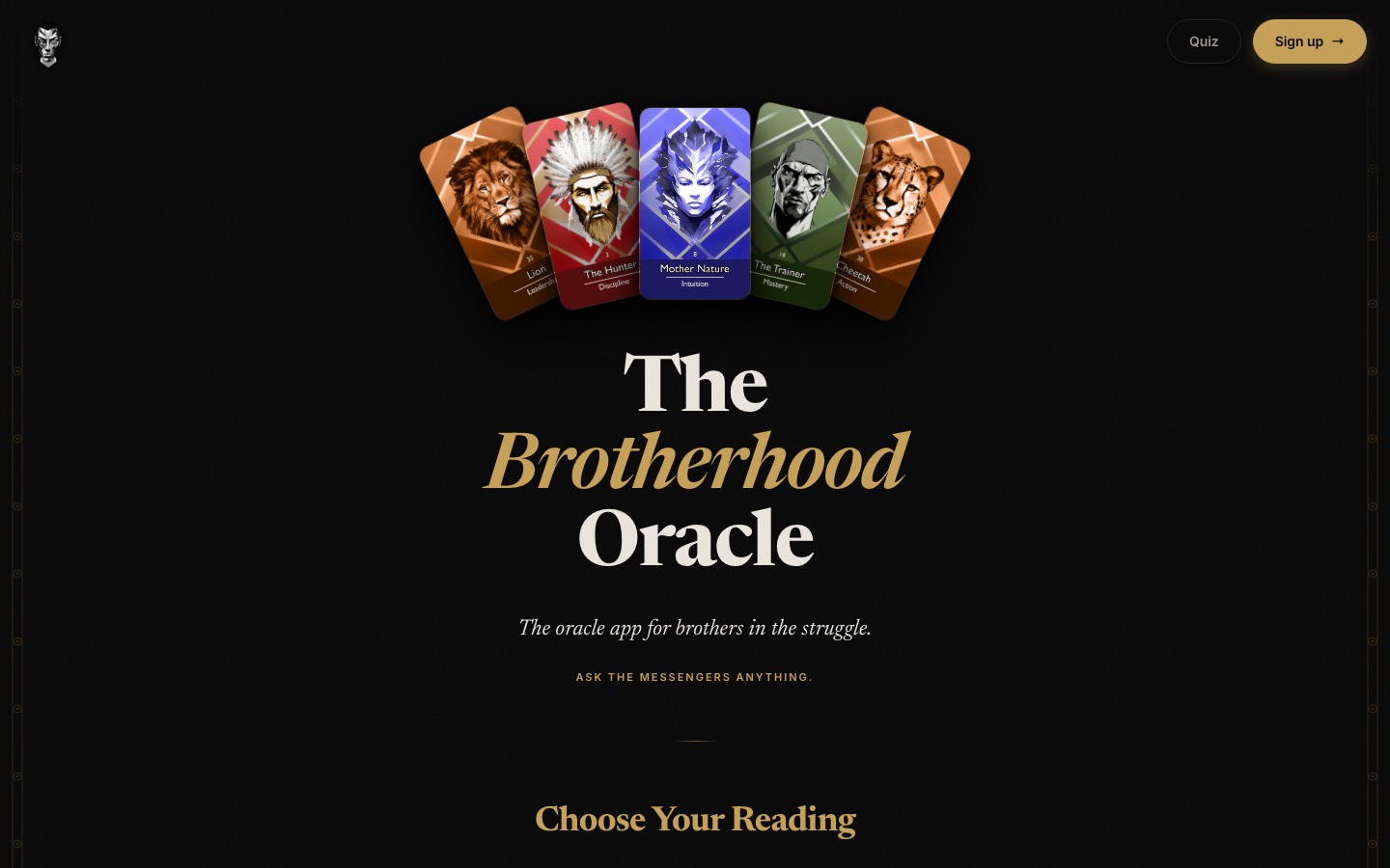 Brotherhood Oracle — oracle card app for men built by Alejandro Arce