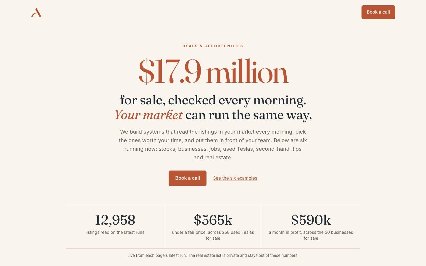 Deals and Opportunities — daily deal scanners built by Alejandro Arce