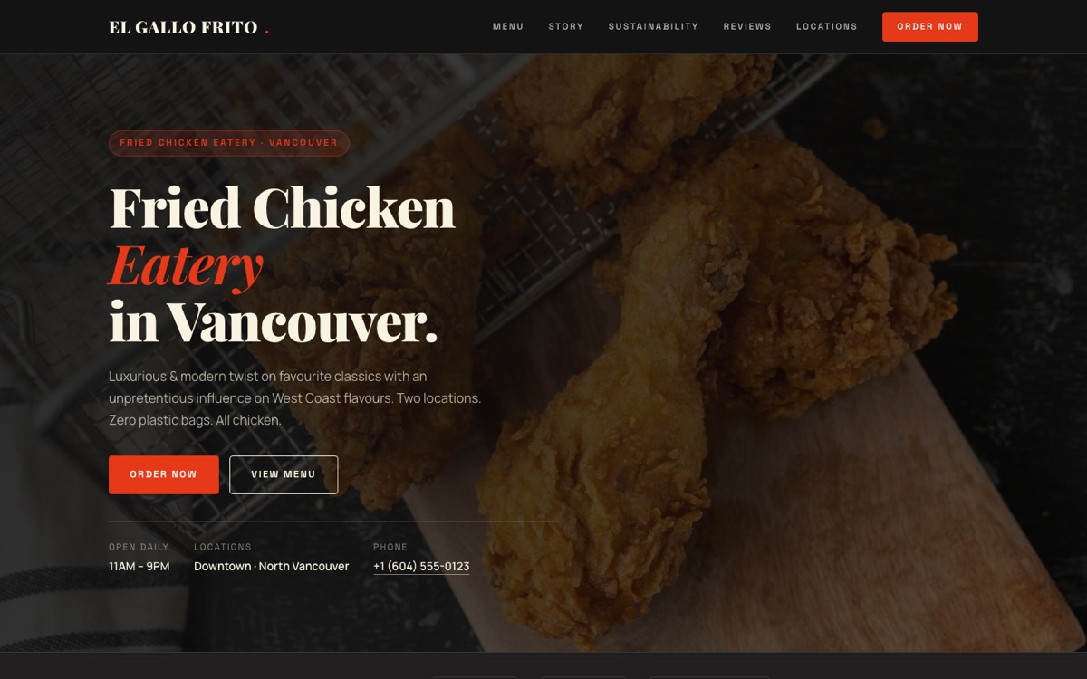 El Gallo Frito website designed and built by Alejandro Arce
