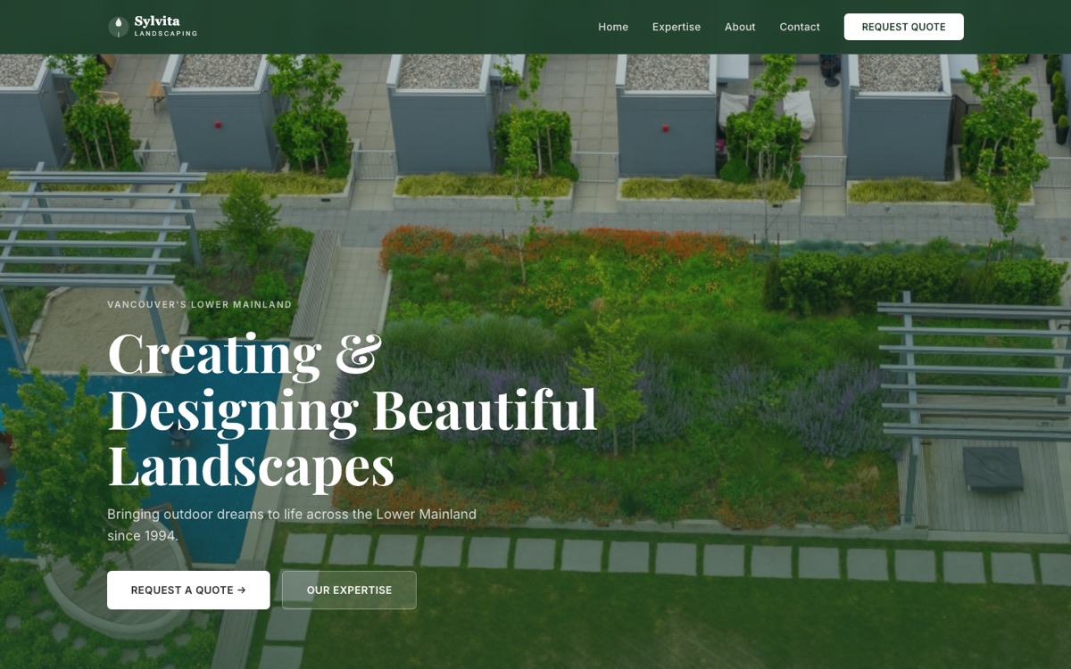 Sylvita Landscaping website designed and built by Alejandro Arce