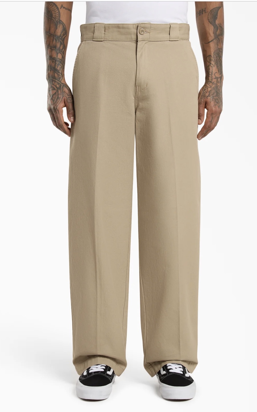 Khaki wide-leg work pants