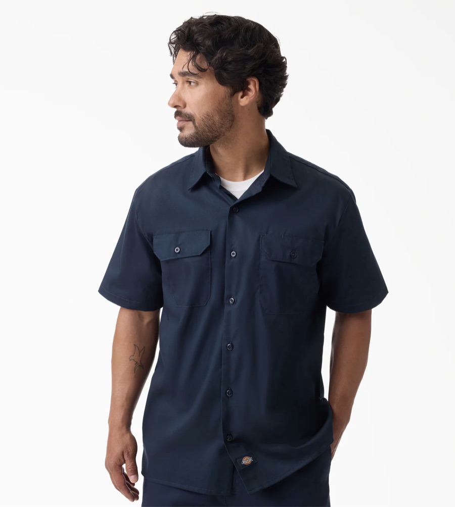 Navy short-sleeve work shirt